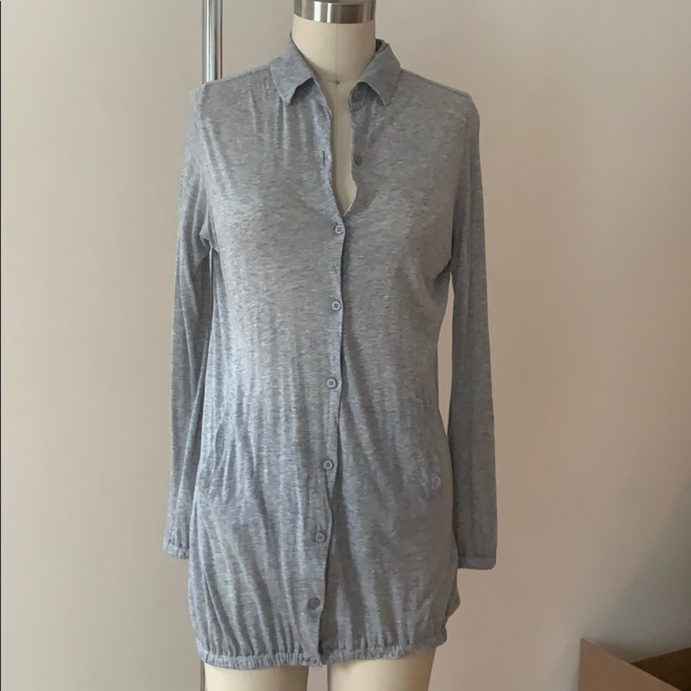 Grey long sleeve button down shirt